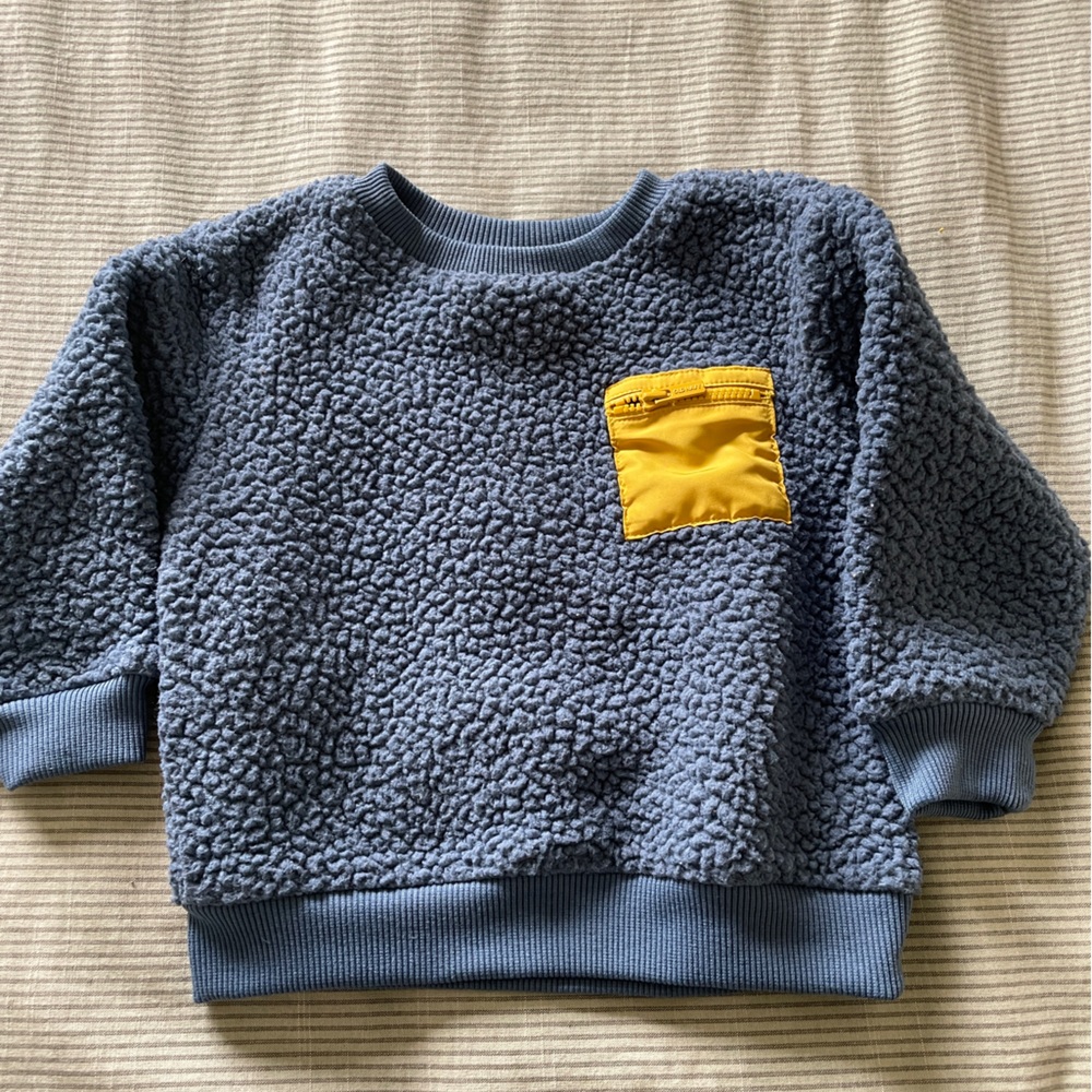 Old Navy Blue Sherpa/Fleece with Yellow Pocket Accent